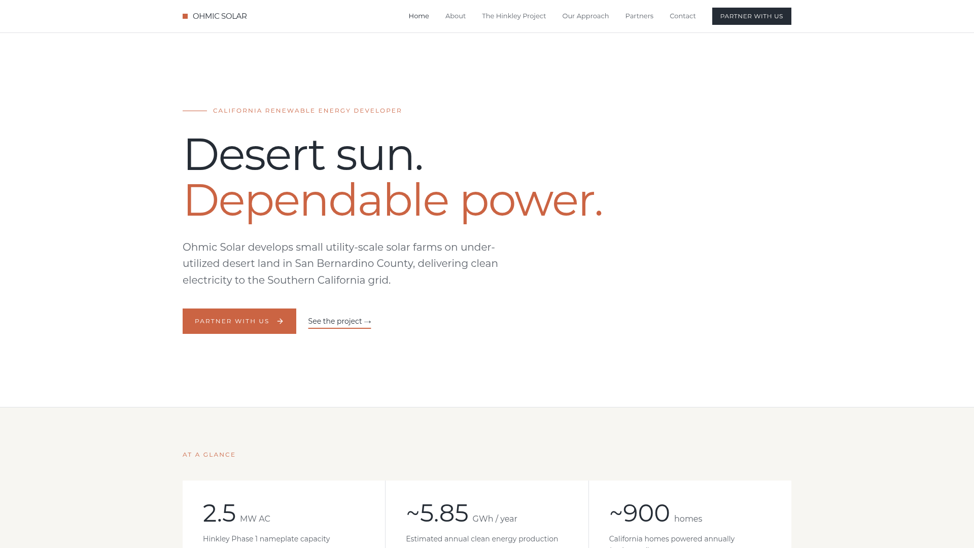 Ohmic Solar website preview